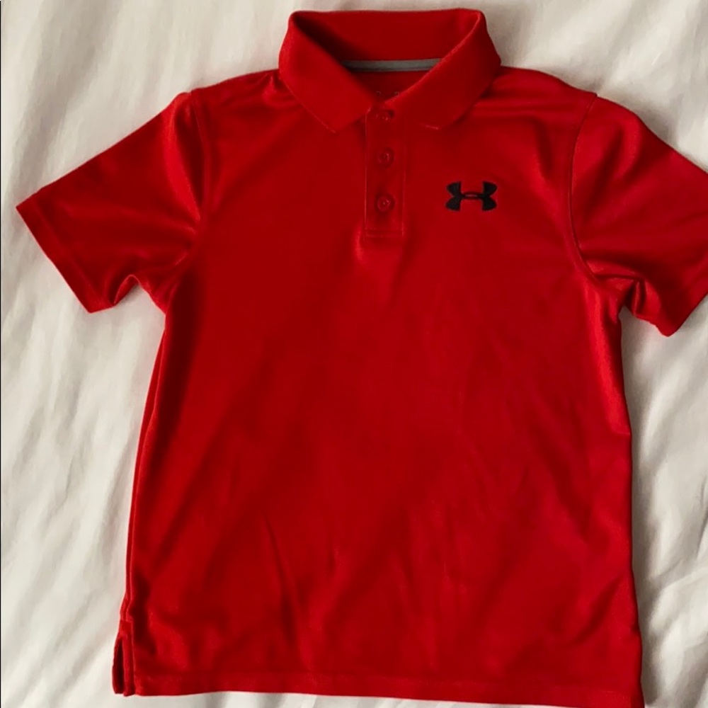 Boys Under Armour  Red golf shirts dry fit